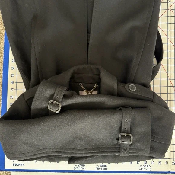 J. Crew Wool Cashmere Nello Gori Black Women 12 Long Belted Coat Double Breasted - Picture 9 of 10